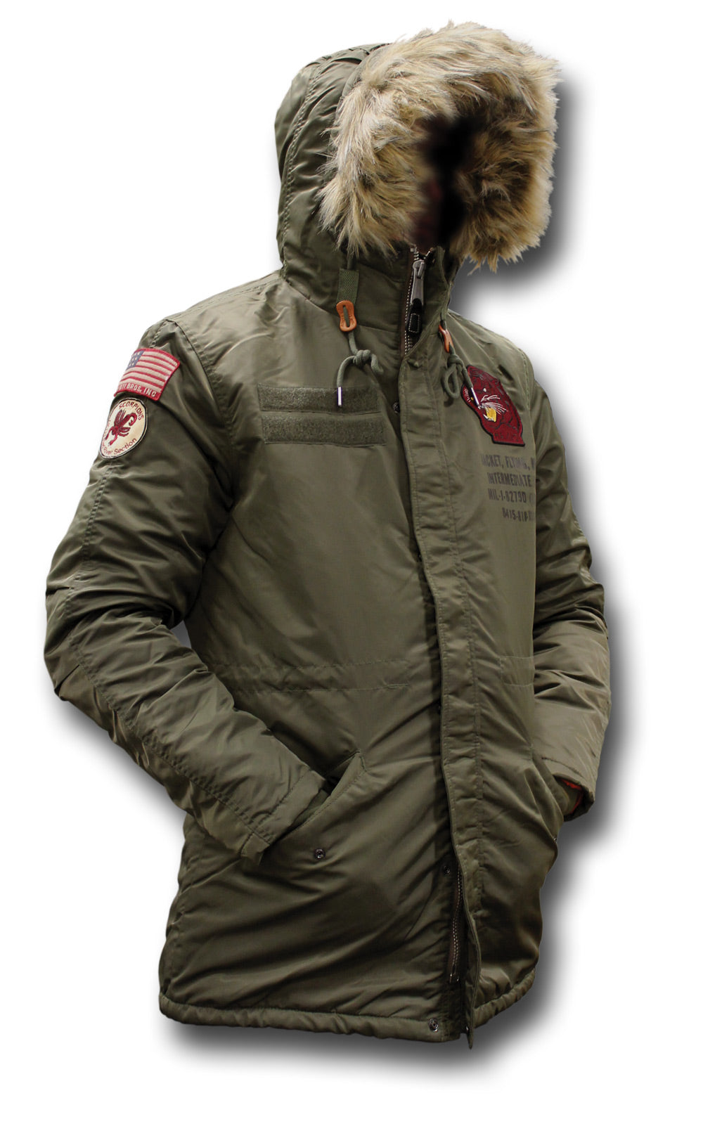 SCHOTT CROSSFIRE JACKET - KHAKI, HOOD UP