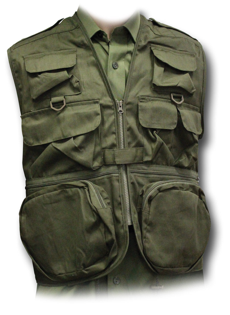 OUTDOOR TRAVEL VEST - OLIVE GREEN