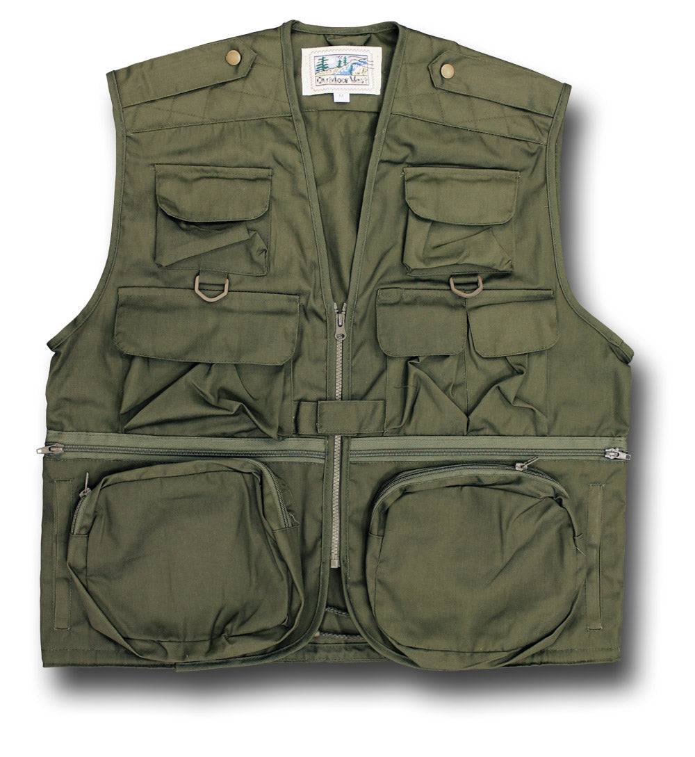 OUTDOOR TRAVEL VEST - OLIVE GREEN