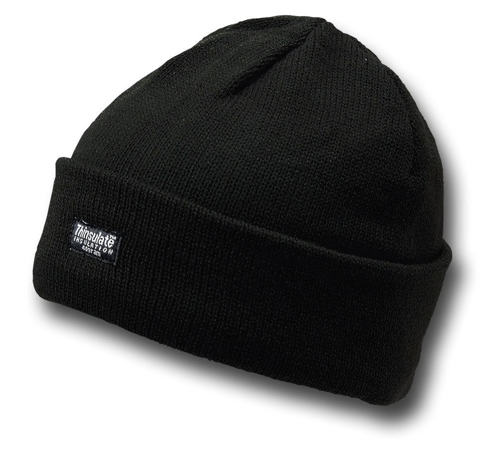 THINSULATE KNITTED BEANIE HAT - BLACK