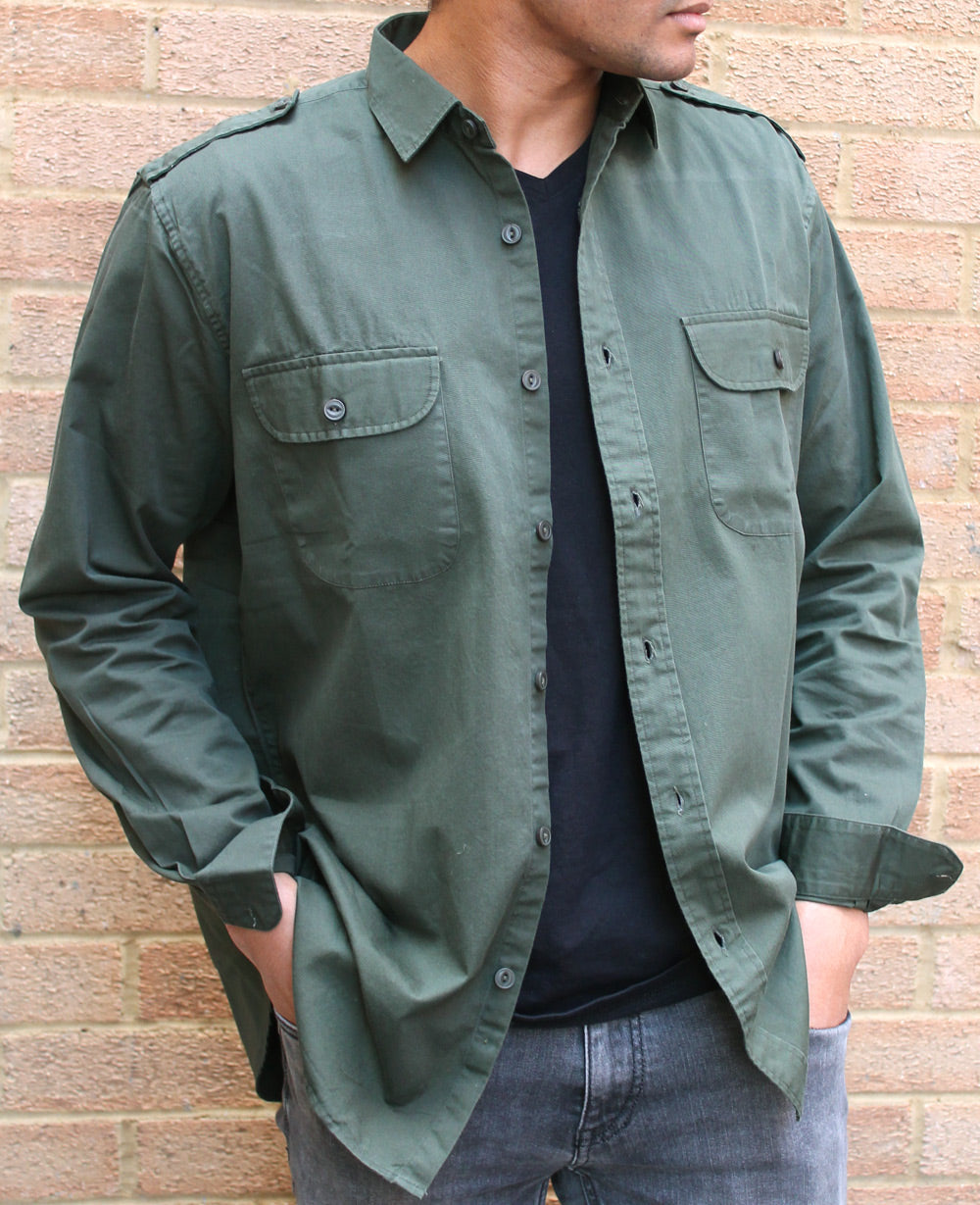 SOLID CLIFF COTTON SHIRT - GREEN