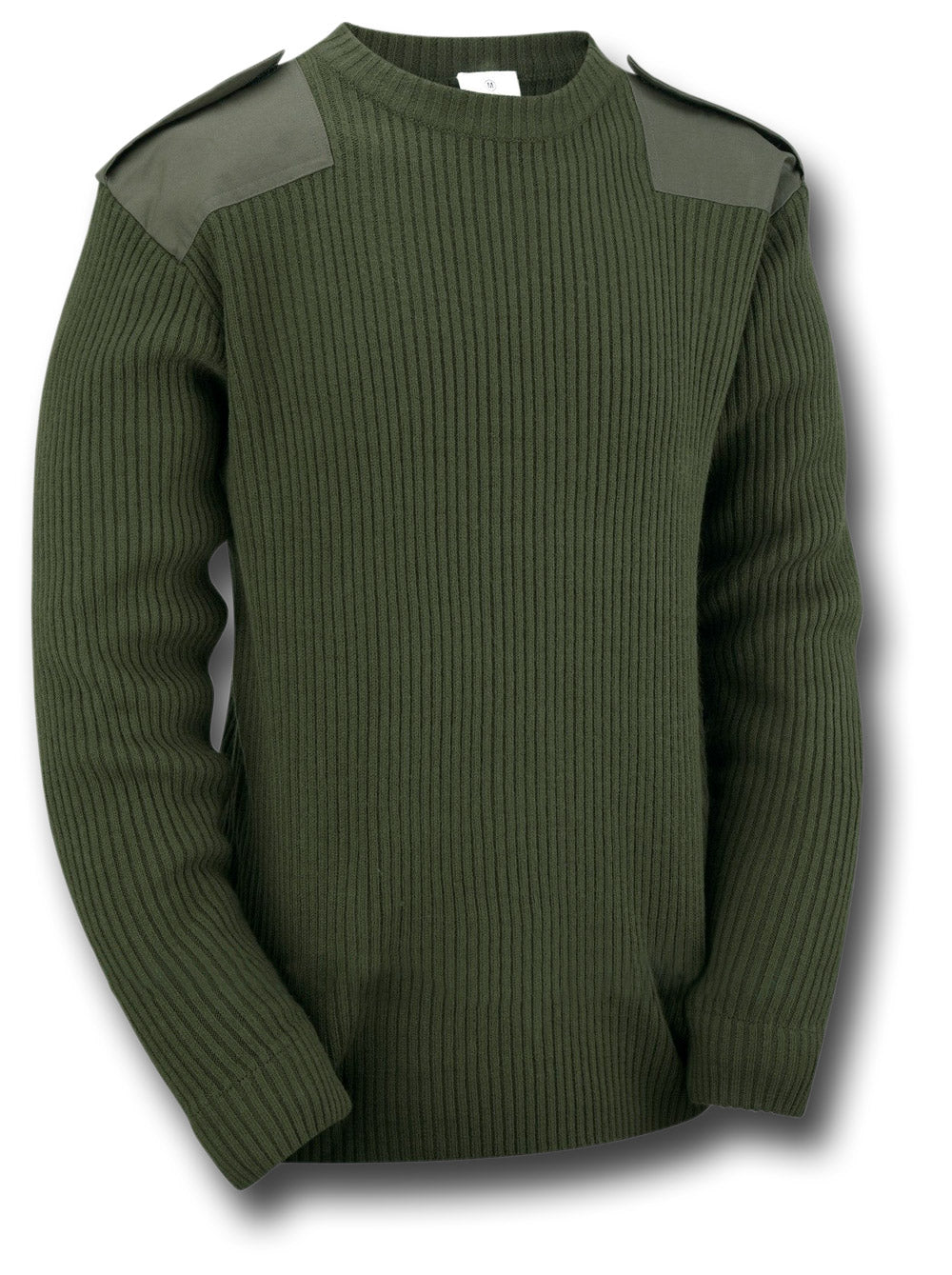 MILITARY STYLE CREW NECK SWEATER - GREEN