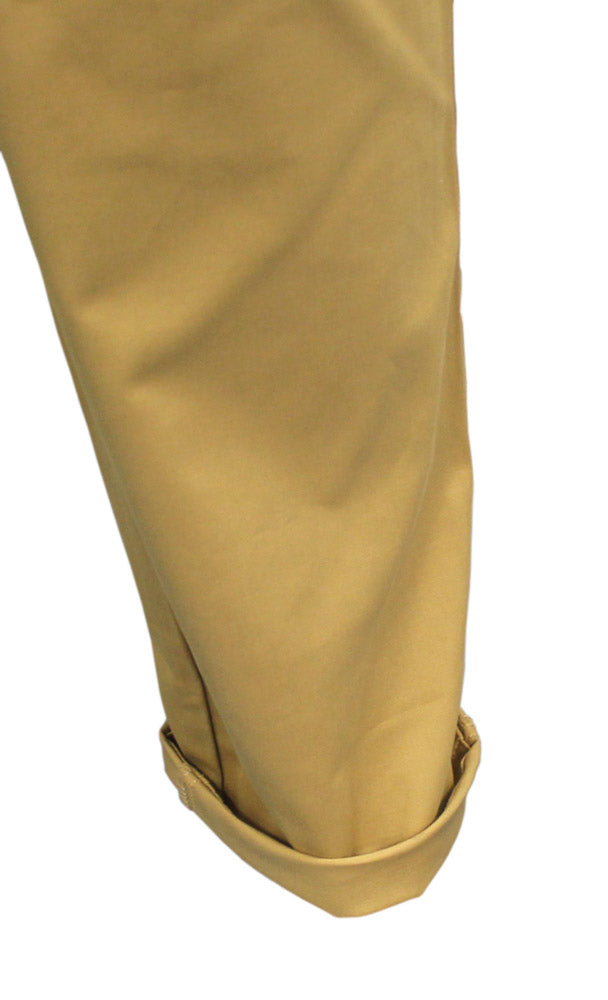 CWCW CHINO TROUSERS - KHAKI - ROLLED UP LEG