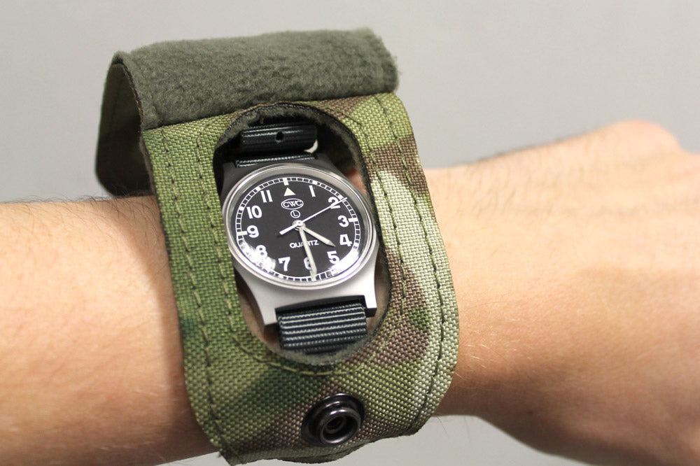 SECURE WATCH COVER - MULTICAM - ON WRIST, OPEN