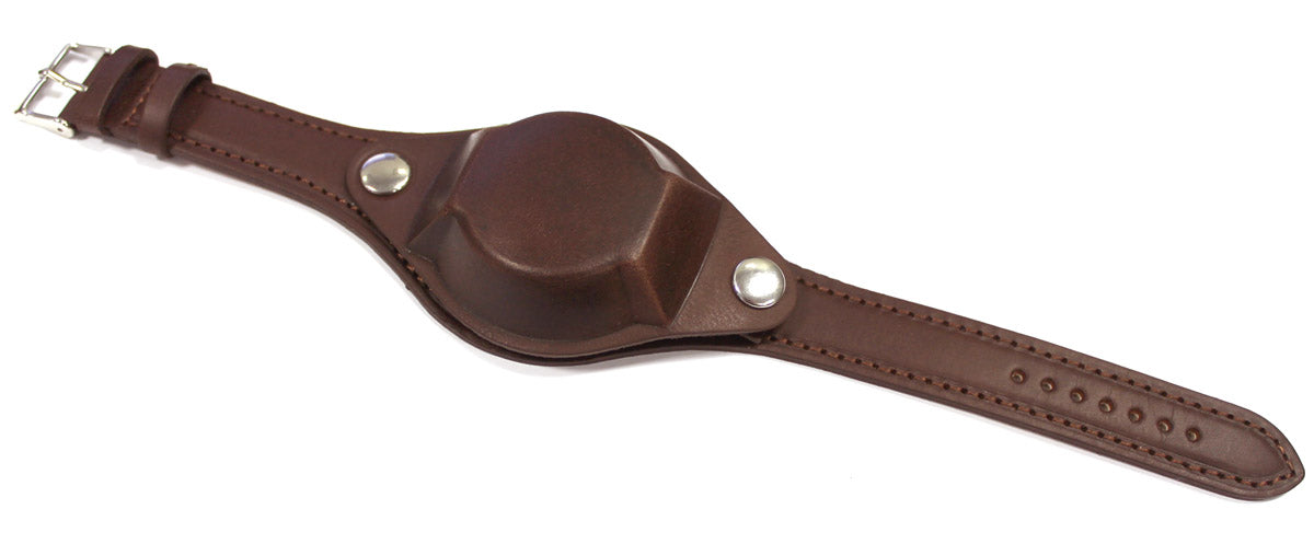 LEATHER WATCH STRAP AND COVER - BROWN