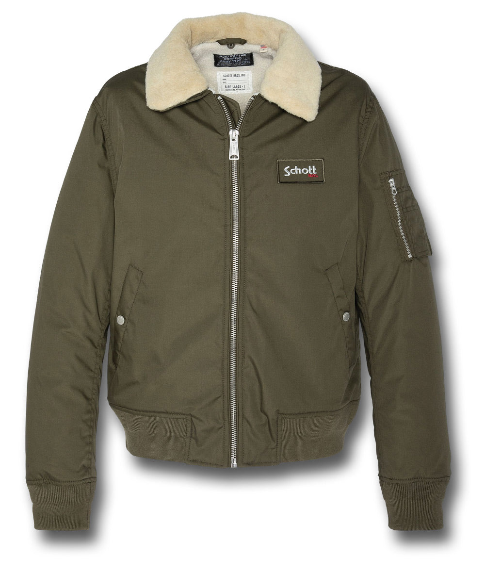 SCHOTT B18 PILOT JACKET - KHAKI, WITH COLLAR