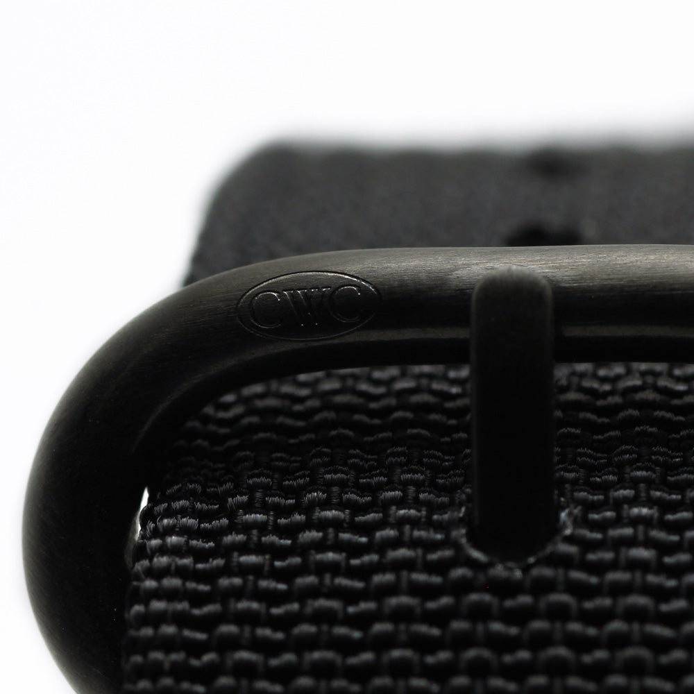 CWC LAND SEA AIR WATCH STRAP - BLACK WITH MATTE BLACK BUCKLES